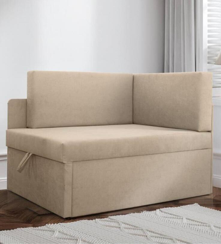 Sofa rozkładana dziecięca Viluś 108x81x78 cm narożnik jednoosobowy do pokoju z funkcją spania i przechowywania dla dzieci beżowy