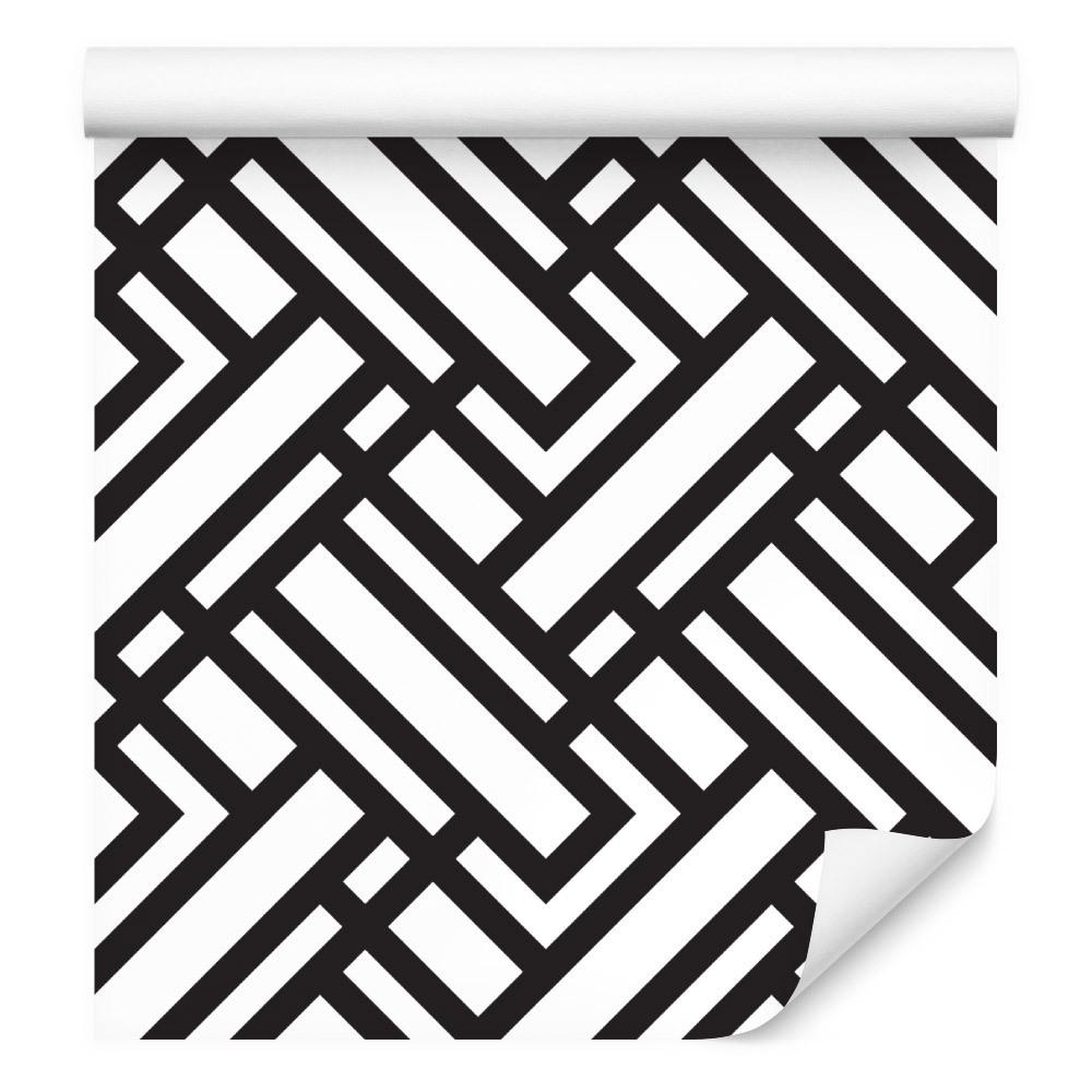 Tapeta czarno - białe wzory geometryczne, dekoracja w nowoczesnym stylu nr. 3