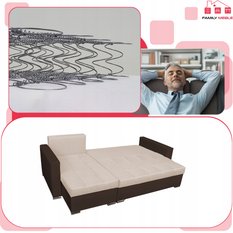 Narożnik FIGO 226x74x140 cm rozkładany z funkcją spania rogówka do salonu beżowo brązowy - Miniaturka zdjęcia nr 5