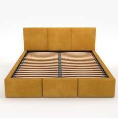 Łóżko tapicerowane do sypialni 180x200x110 cm podwójne z pojemnikiem modne żólte - Miniaturka zdjęcia nr 13