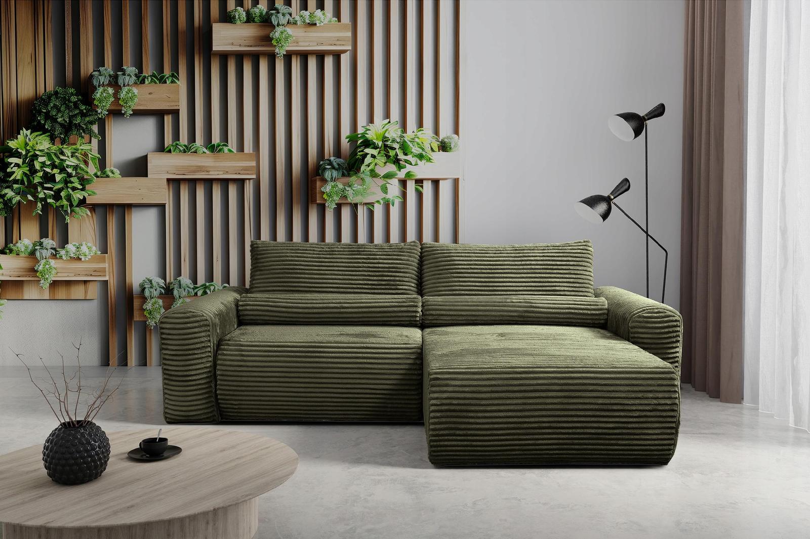 Narożnik z funkcją spania LEO 255x162 cm prawy sprężyny bonell Tilia 56 sztruks pomarańczowy nr. 9