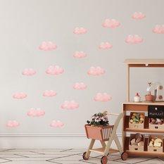 NAKLEJKA NA ŚCIANĘ DO POKOJU DZIECKA 60x30 RÓŻOWE CHMURECZKI - Miniaturka zdjęcia nr 3