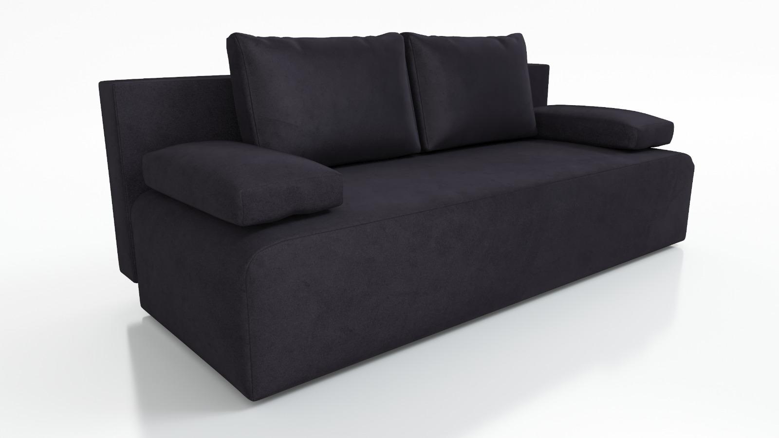 Kanapa Zoja z funkcją spania 82x201x91 cm do sypialni kronos czarna
