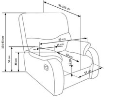 Fotel z funkcją spania Jeff 81 cm do sypialni salonu ekoskóra czarny - Miniaturka zdjęcia nr 2