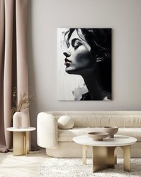 Obraz Canvas Czarno-Biały PORTRET Kobiety Czerwone Usta Abstrakcja 80x120cm - Miniaturka zdjęcia nr 5