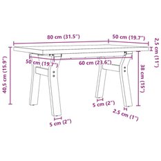 Stolik kawowy 80x50x40,5 cm z nogami w kształcie litery Y z blatem z drewna sosnowego do salonu - Miniaturka zdjęcia nr 10