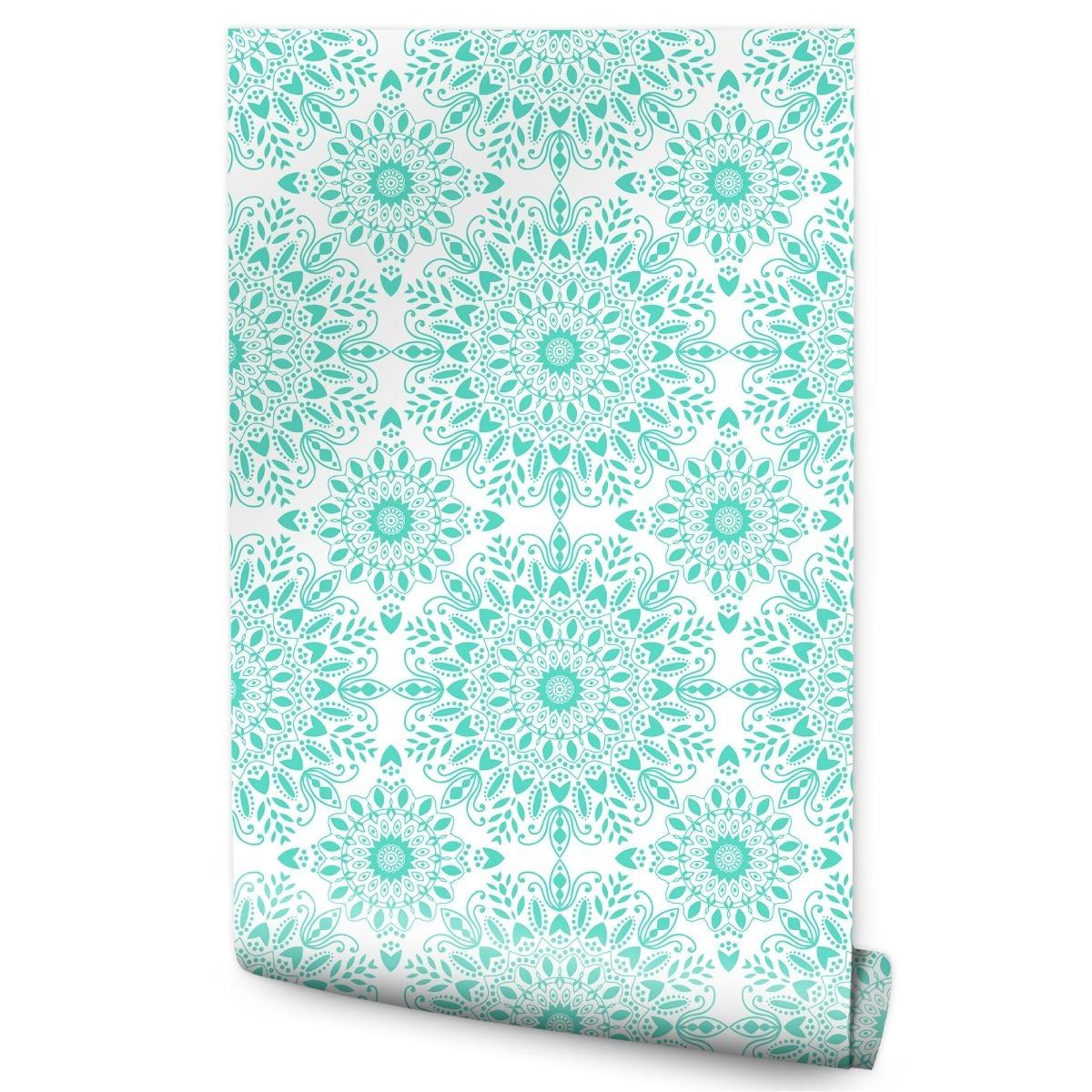 Tapeta W Rolce Mandala Turkusowe ORNAMENTY Ozdoba 53x1000 