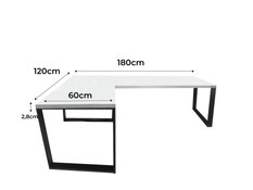 Biurko gamingowe narożne model 0 Top białe LOFT metalowe nogi dla gracza 180x71x60cm - Miniaturka zdjęcia nr 2