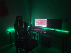 Biurko gamingowe elektryczne model 3 LOW 160x80x70-118 cm regulowane nogi LED RGB pilot przepust USB czarne - Miniaturka zdjęcia nr 8