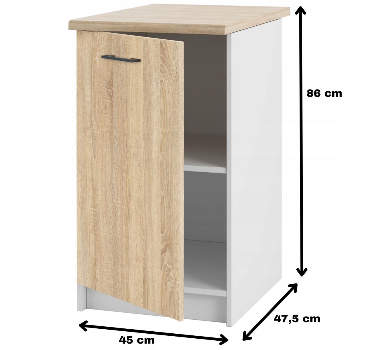 Szafka kuchenna dolna 45x85x60 cm stojąca z blatem dąb sonoma do kuchni nr. 2