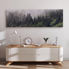 Obraz Panoramiczny LAS We Mgle Krajobraz Natura Drzewa 145x45cm - Miniaturka zdjęcia nr 8