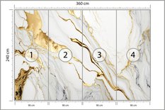 Fototapeta Ścienna Biały MARMUR Elementy Złota Abstrakcja Kamień 360x240 Dekoracja 3D - Miniaturka zdjęcia nr 2