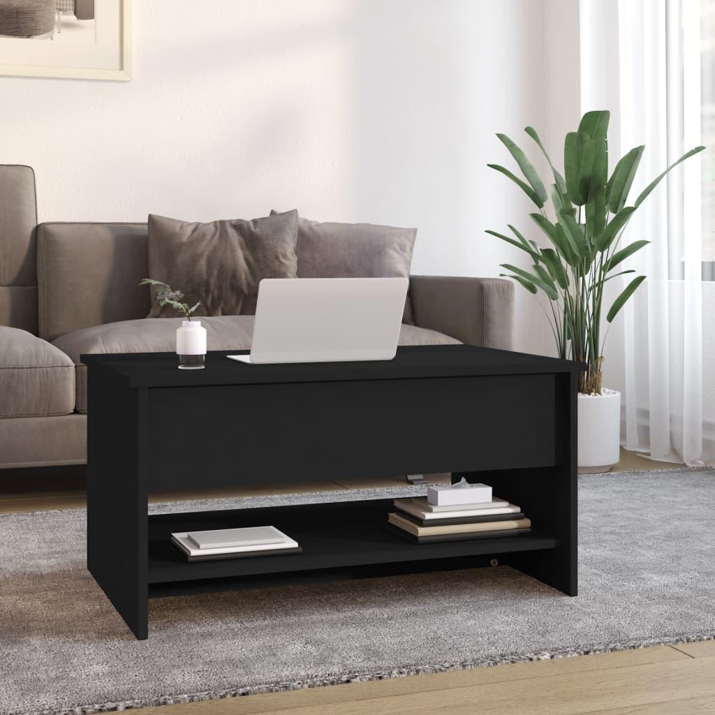 Stolik kawowy 80x50x40 cm z rozkładanym blatem ze schowkiem czarny do salonu nr. 3