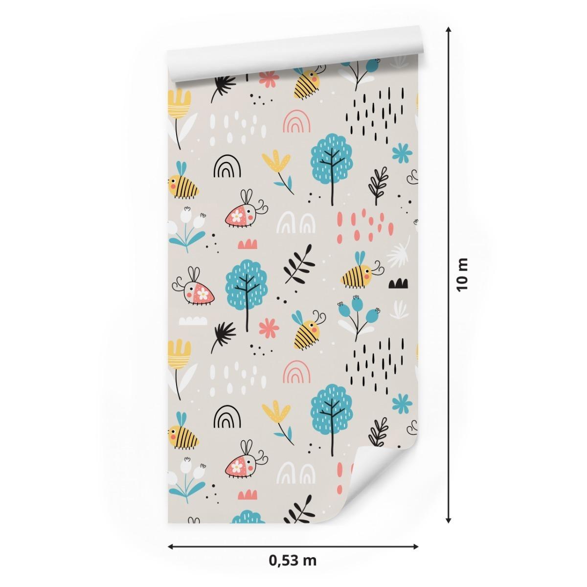 Tapeta Ścienna Dla Dzieci PSZCZÓŁKI Drzewa Kwiaty 53x1000  nr. 2
