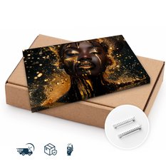 Obraz Na Płótnie Kobieta W Złotym Pyle Abstrakcja 120x80 Czarne Tło - Miniaturka zdjęcia nr 9