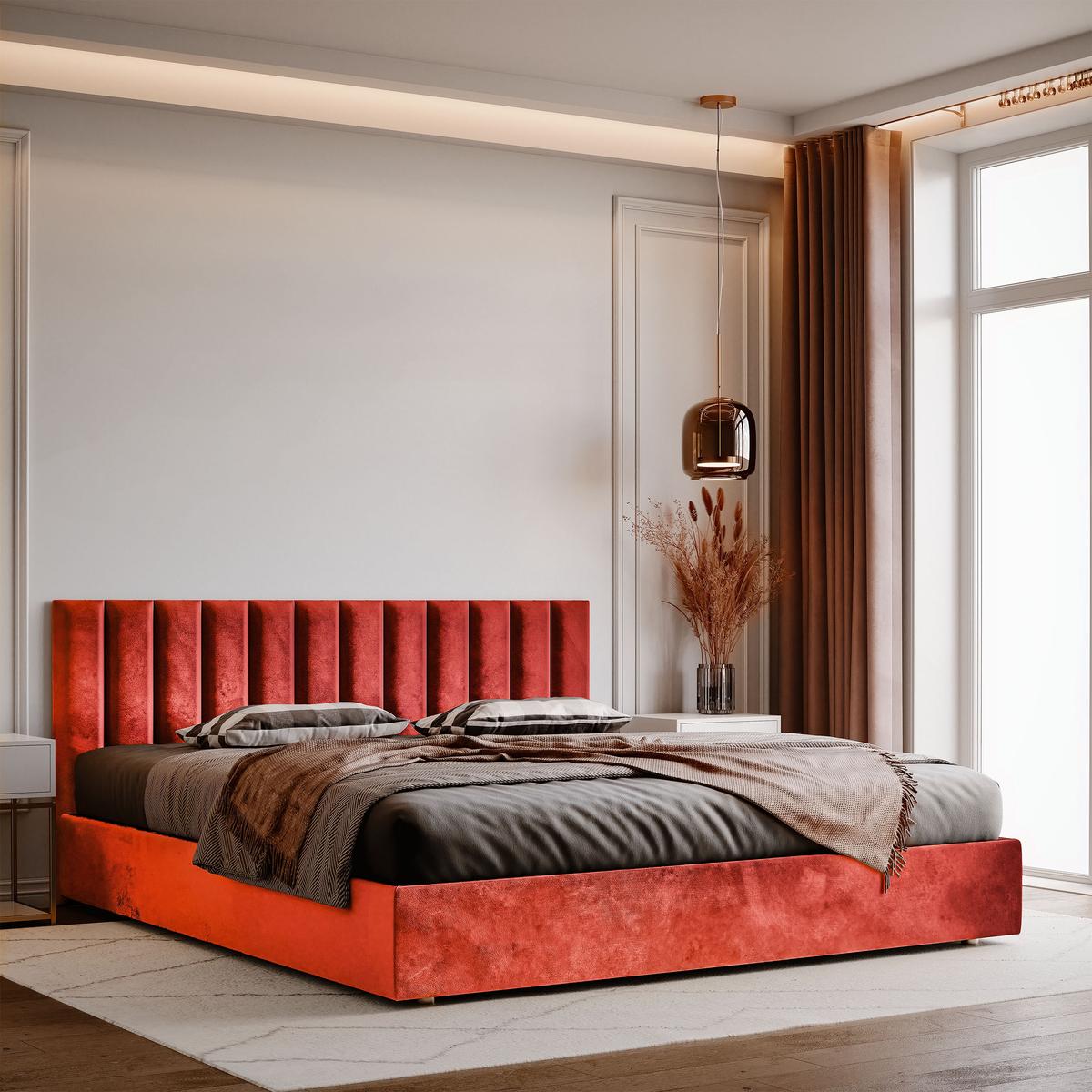 Panele tapicerowane 90x15 cm na ścianę magic velvet czerowny nr. 5