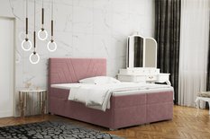 Łóżko CASTEL 120x200 cm z funkcją przechowywania i materacem do sypialni różowe