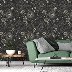 Tapeta W Rolce KSIĘŻYCE Planety Fale Szkic Boho  - Miniaturka zdjęcia nr 3
