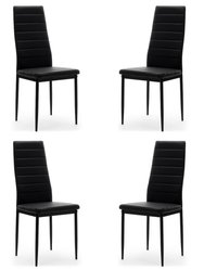 Zestaw 4 szt krzesło FADO czarne tapicerowane ekoskóra do jadalni