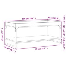 Stolik kawowy 100x49x45 cm z praktyczną półką dąb sonoma do salonu - Miniaturka zdjęcia nr 9