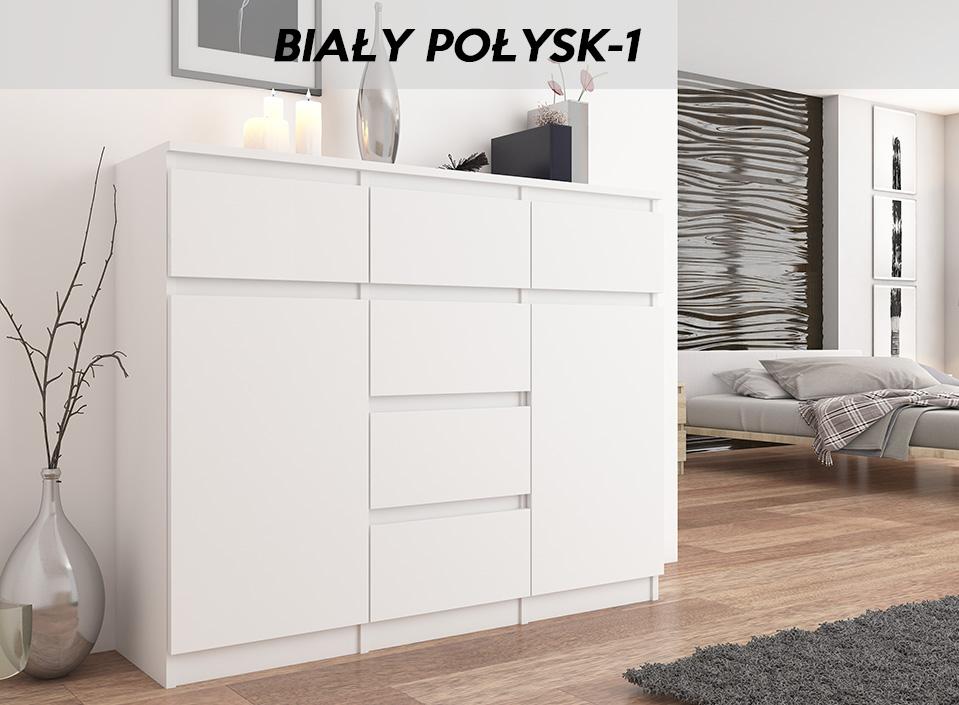 Komoda MODERN 120x40 cm biała tekstura szafki i szuflady zabudowane do sypialni salonu  nr. 2