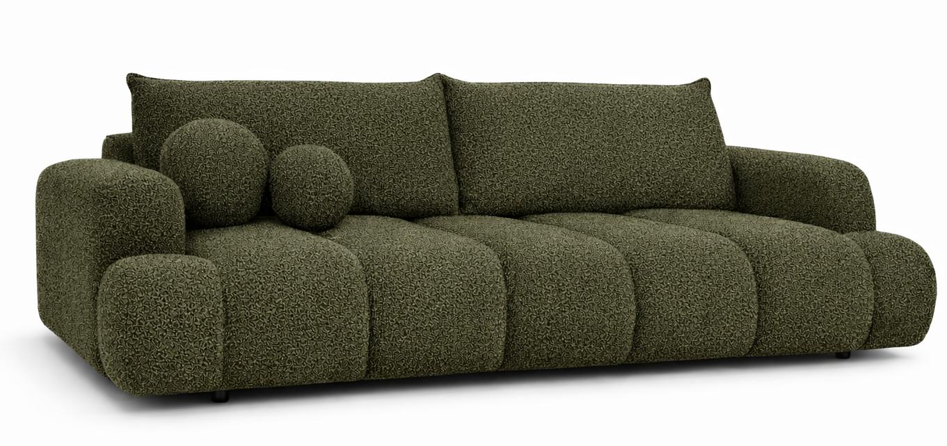 Kanapa z funkcją spania Mediolan 250x112x90 cm LOOP rozkładana trzyosobowa zieleń