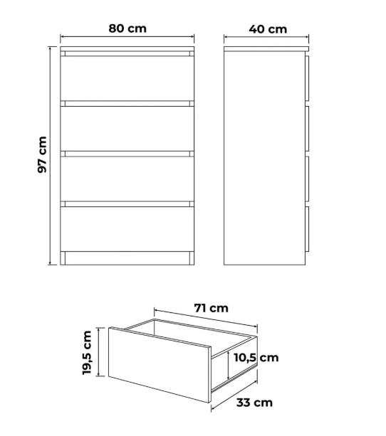 Komoda MARTUSIA 80x40x97 cm 4 szuflady biała do salonu i sypialni nr. 4