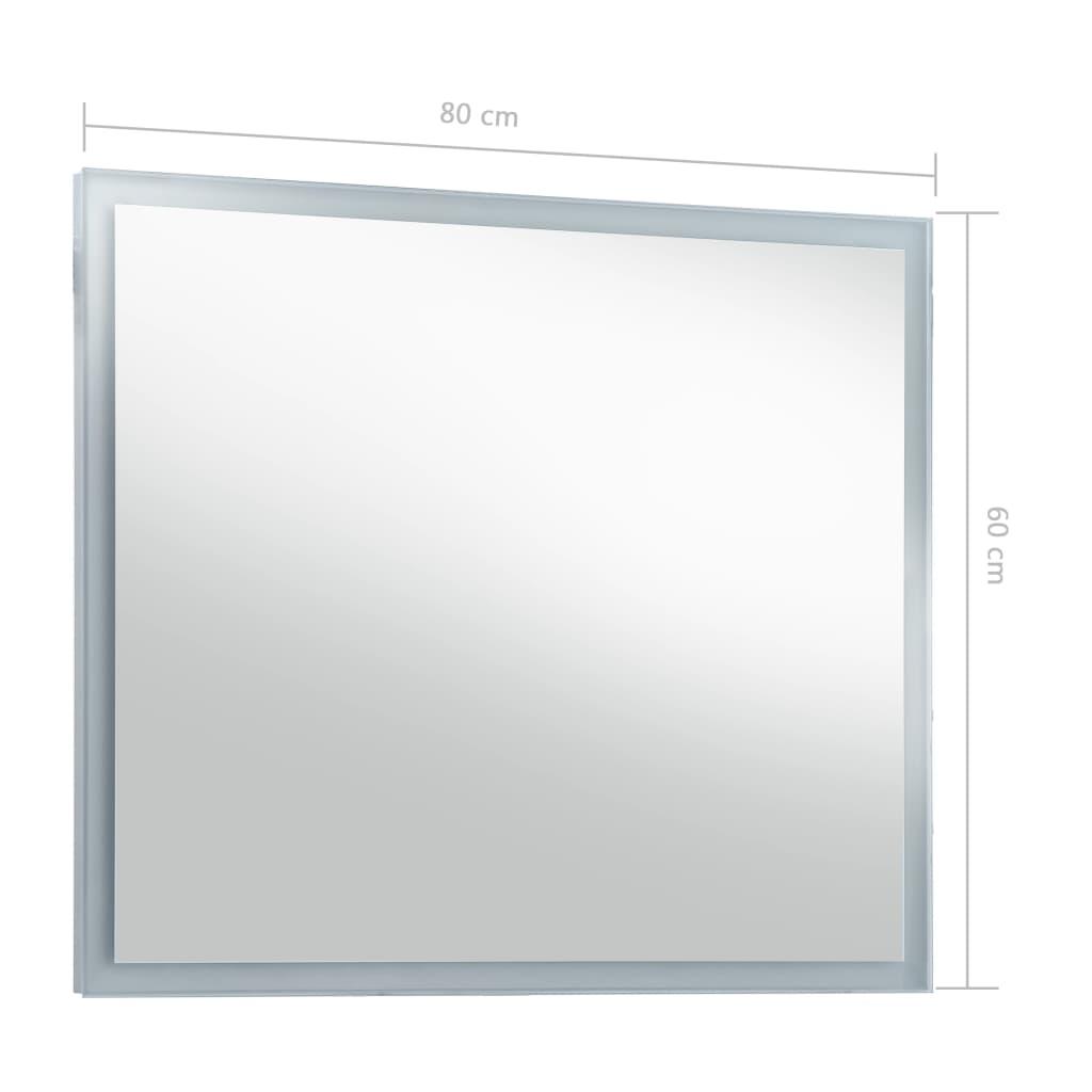 Lustro 80x60 cm do sypialni łazienki ścienne z LED aluminium szklane srebrny  nr. 8