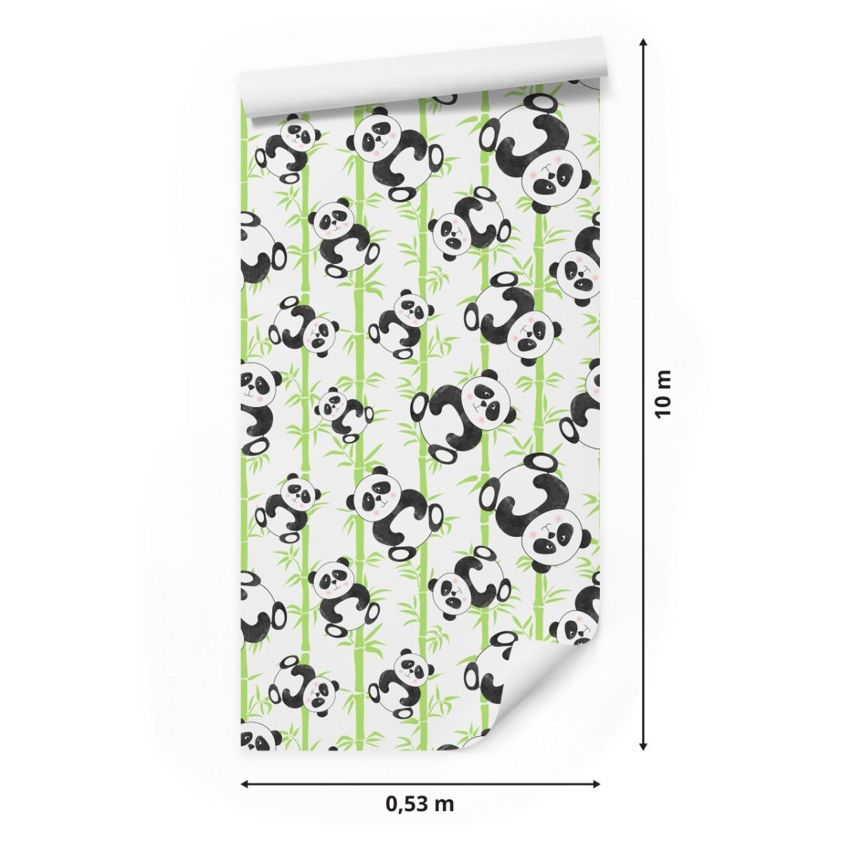 Tapeta Dla Dzieci Misie PANDA Bambus Liście Natura 53x1000  nr. 2