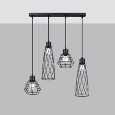 Lampa wisząca SUBA 4L czarna 120x15x58cm nowoczesna E14 do salonu - Miniaturka zdjęcia nr 2