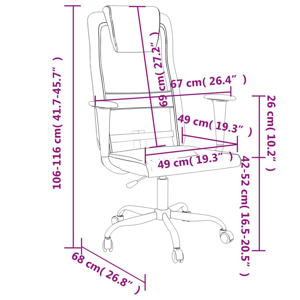 Krzesło obrotowe 67x68x116 cm biurowe regulowane z siatką szare ekoskóra fotel do pokoju lub biura czy gabinetu nr. 9