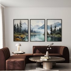 Zestaw 3X Plakat W Ramie Krajobraz Jezioro Góry Las Natura Panorama 60x80cm - Miniaturka zdjęcia nr 4