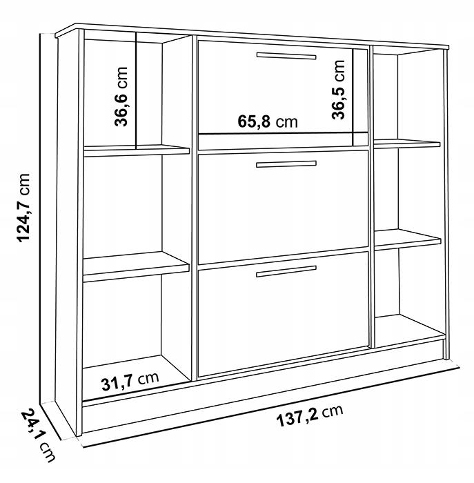 Szafka na buty137x124,7x24,1 cm szanty 02D Biały + czarny do przedpokoju nr. 7