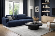 Kanapa z funkcją spania ITALY 250x100x82 cm trzyosobowa sofa rozkładana tkanina FLOW ciemnoniebieska - Miniaturka zdjęcia nr 8