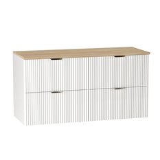 Szafka łazienkowa WILLY 120x60x47 cm pod umywalkę z szufladami biała wisząca z blatem orzech ryflowane  - Miniaturka zdjęcia nr 2