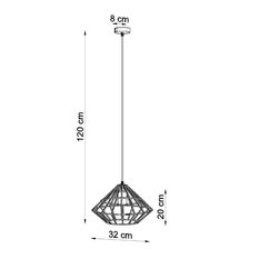 Lampa wisząca UMBERTO czarna 120x32x32cm nowoczesna E27 do salonu - Miniaturka zdjęcia nr 4