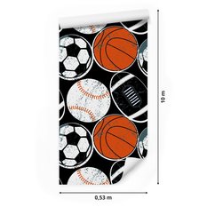 Tapeta dla Chłopca SPORT Kolorowe Piłki Koszykówka  - Miniaturka zdjęcia nr 2