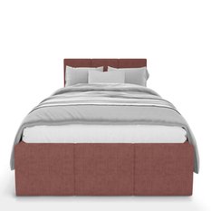 Łóżko Pojedyncze 90x200cm łóżko tapicerowane z pojemnikiem brudny róż do sypialni wezgłowie 110 cm - Miniaturka zdjęcia nr 6