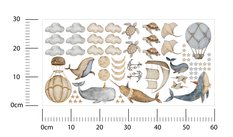 Naklejki Na Ścianę Dla Dzieci Wieloryby Chmury Balony 60x30 Gwiazdy ZESTAW - Miniaturka zdjęcia nr 2