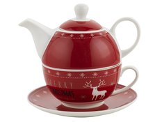 Filiżanka z dzbankiem zestaw Tea For One Rudolfo czerwony Renifer 400 ml - Miniaturka zdjęcia nr 1