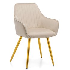 Krzesło PASSO beżowe tapicerowane welurem pikowane do jadalni lub salonu 