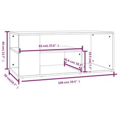 Stolik kawowy 100x50x40 cm z przestronnymi przegrodami przydymiony dąb do salonu - Miniaturka zdjęcia nr 6