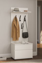 Garderoba do przedpokoju DUO 1 180x45x35 cm z wieszakami szafka na buty biała - Miniaturka zdjęcia nr 2