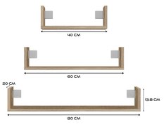 Półka wisząca MOBI 3P ścienna mobi Komplet  3p szer. 80x40x20 cm wys.14 gł. 20 uniwersalna beżowa do salonu - Miniaturka zdjęcia nr 4