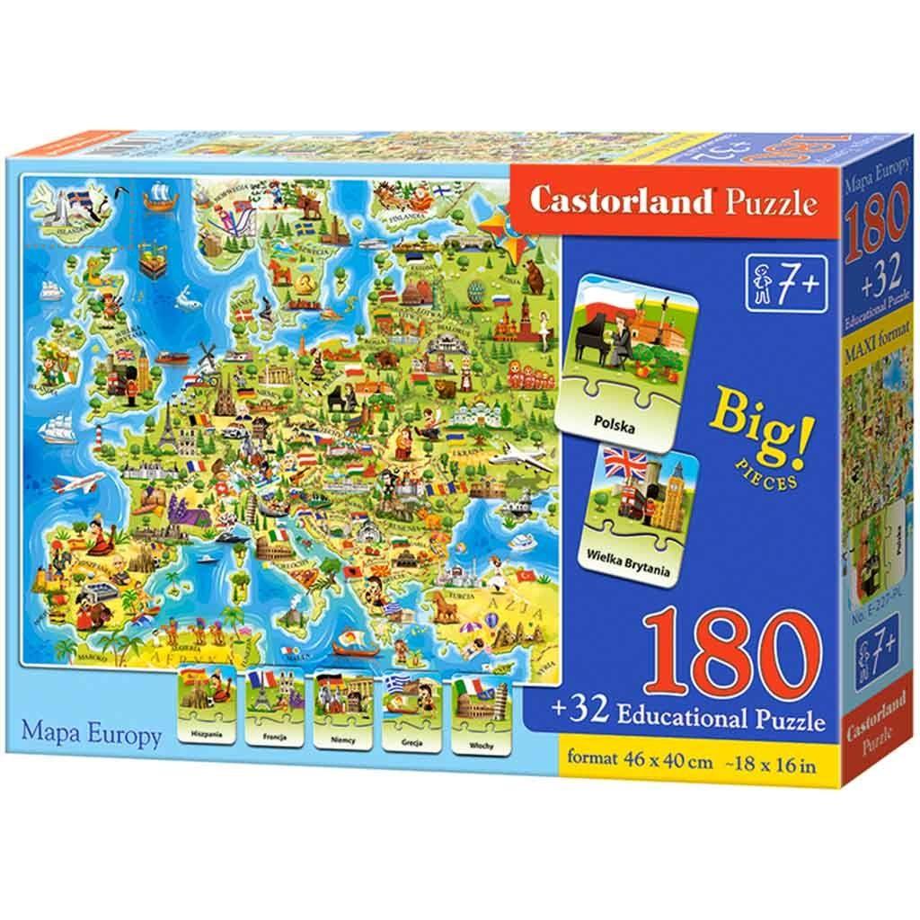 CASTORLAND Puzzle edukacyjne układanka Mapa Europy 212 elementów 7+ nr. 3