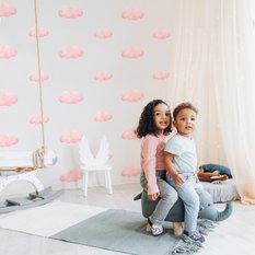 NAKLEJKA NA ŚCIANĘ DO POKOJU DZIECKA 120x60 RÓŻOWE CHMURECZKI - Miniaturka zdjęcia nr 5