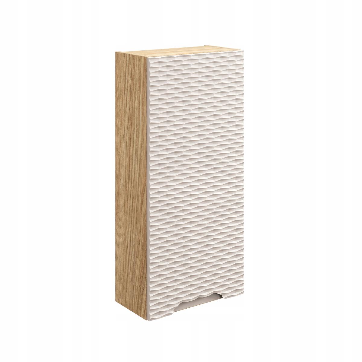 Szafka Łazienkowa 35x75x19 cm beżowa wisząca 1 drzwi front MDF 3D słupek do łazienki nr. 5