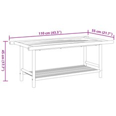 Stolik kawowy 110x55x45 cm z praktyczną półką bambusowy do salonu lub na balkon - Miniaturka zdjęcia nr 8