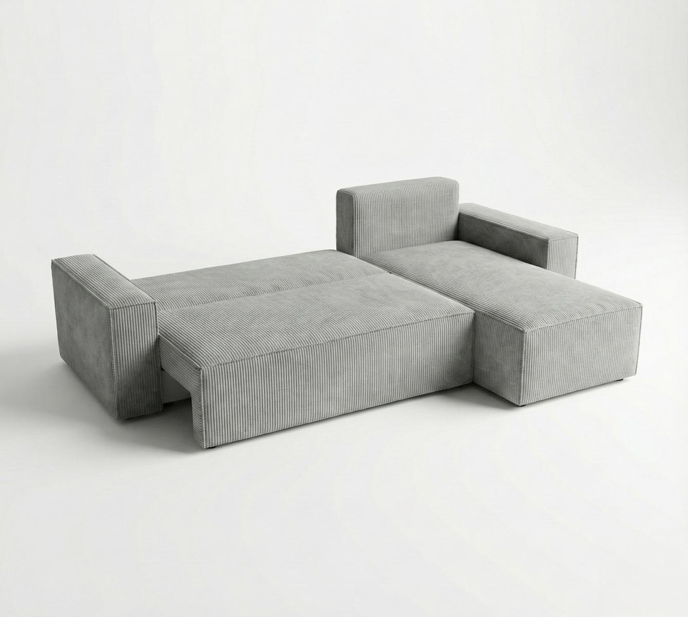 Narożnik Modena 230x52x130 cm z funkcją spania i pojemnikiem sztruks szary do salonu nr. 2