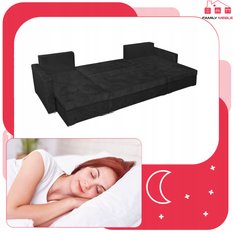 Narożnik Bella BIG 298x74x140 cm kształt U z funkcją spania i przechowywania Angel czarny - Miniaturka zdjęcia nr 7